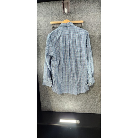 Kirkland Men's Size L Blue Plaid Button up Collared Shirt - Picture 2 of 9